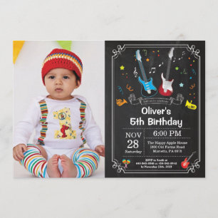 Rock Star Guitar Anniversaire Invitation Musique B