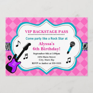 Rock Star Invitation Anniversaire Pop Star Girl