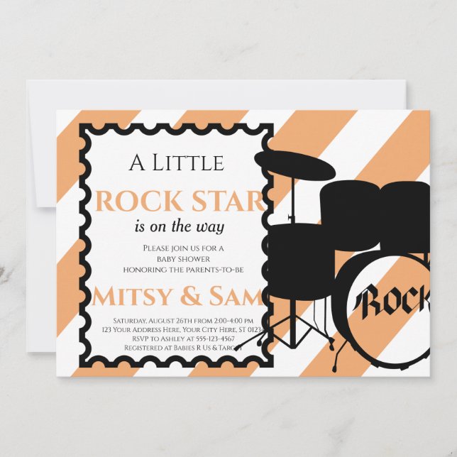 Rock Star Rock a Bye Baby shower Invitation (Devant)