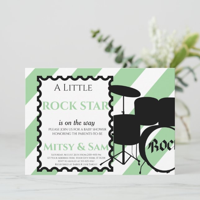 Rock Star Rock a Bye Baby shower Invitation (Debout devant)