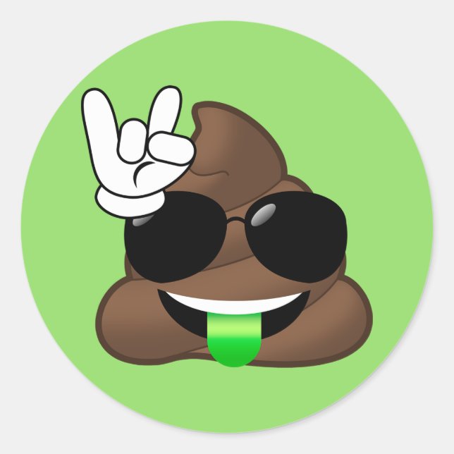 Rock Sur Cool Poop Emoji Stickers Vert (Devant)
