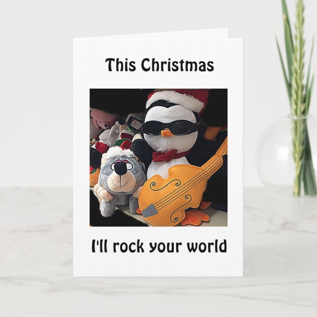 ROCK TON MONDE CETTE CARTE D'AMOUR DE NOËL PENGUIN (Devant)