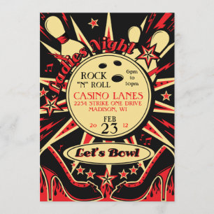 Rockabilly Ladies Party Bowling Invitation