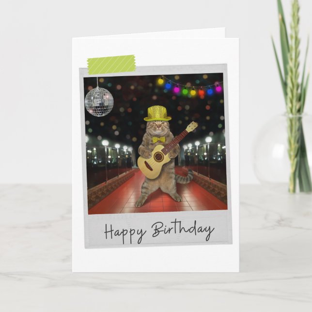 Rocker Cat Funny Carte d'anniversaire (Devant)