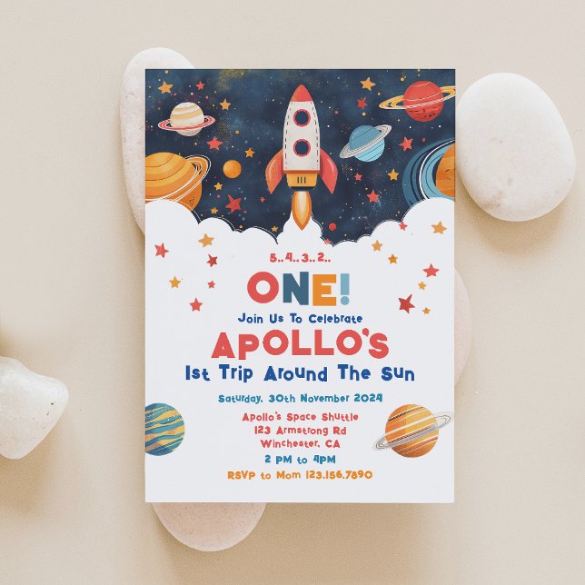 Rocket 1er Voyage Autour Du Soleil Invitation Anni (Créateur téléchargé)
