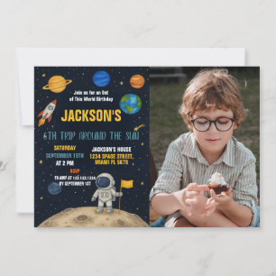 Rocket Adventure Anniversaire Invitation avec phot