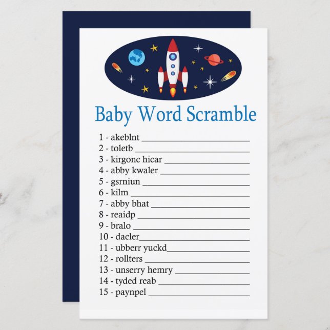 Rocket Baby jeu de brouillage de mot (Devant / Derrière)