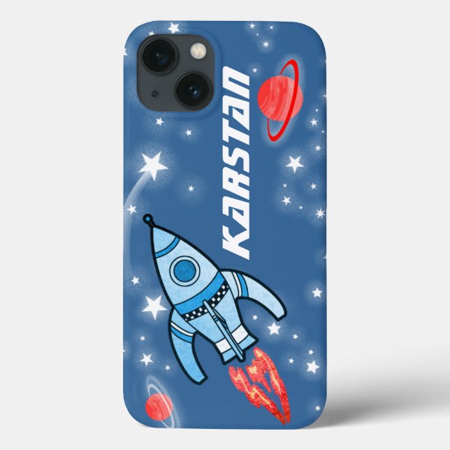Rocket bleu rouge nom dur espace iphone coque (Verso)