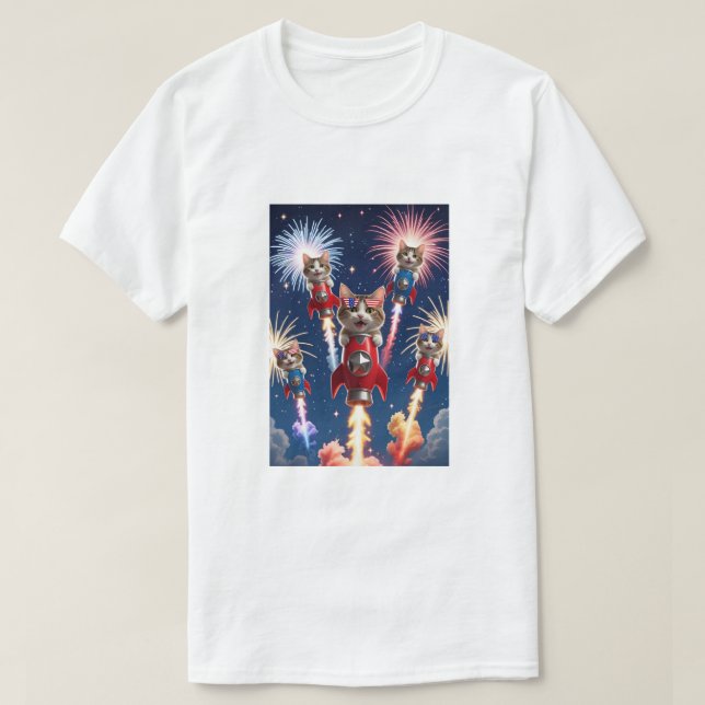 Rocket Cats - T-shirt 4 juillet Cat (Design devant)