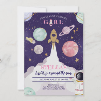 Rocket Ship Galaxy Invitation Anniversaire Pour Fi