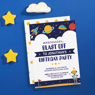 Rocket Space Ship Anniversaire Fête Invitation