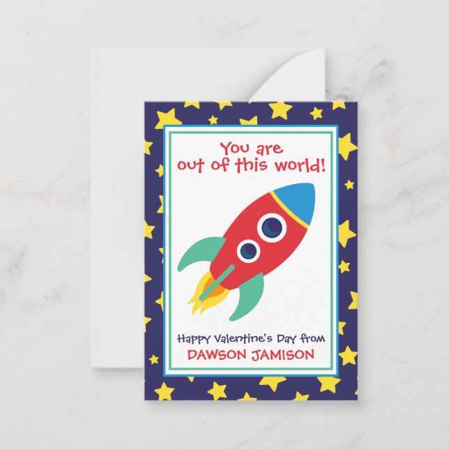 Rocket & Stars Cartes de classe Valentine's (Devant)