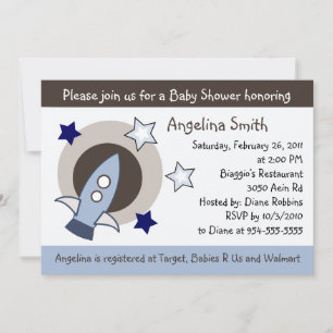 Rockets et étoiles Baby shower Invitation