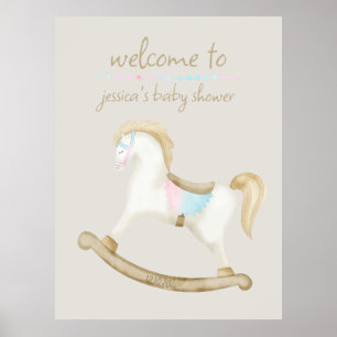 Rocking Horse Bleu rose Genre Affiche de bienvenue