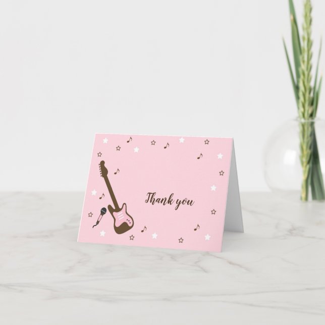 Rockstar baby shower merci note, brun rose (Devant)