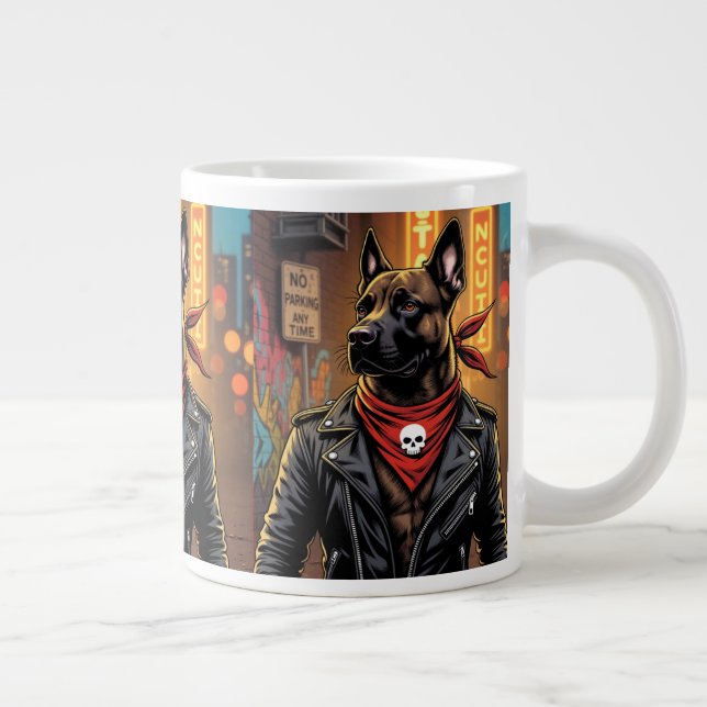 Rockstar Dog Mug – Biker Dog with Leather Jacket a (Droite)