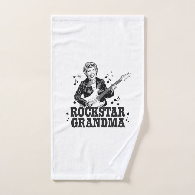 Rockstar Grandma - Design musical amusant et rétro (Serviette à main)