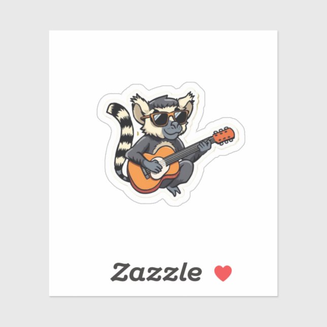 Rockstar Lemur with Sunglasses Die-Cut Sticker (Feuille)
