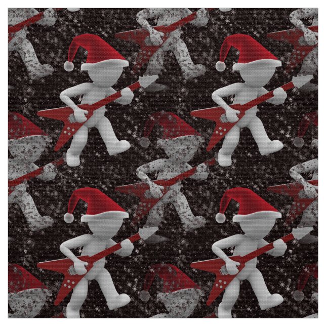 rockstar père Noël tissu de noël (Échantillon)