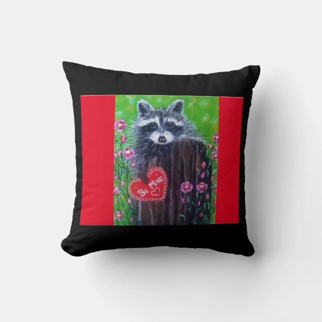Rocky le Raccoon Valentine Coussin (Recto)