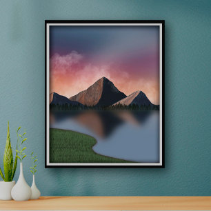 Rocky Mountain Landcape Lake Poster Art