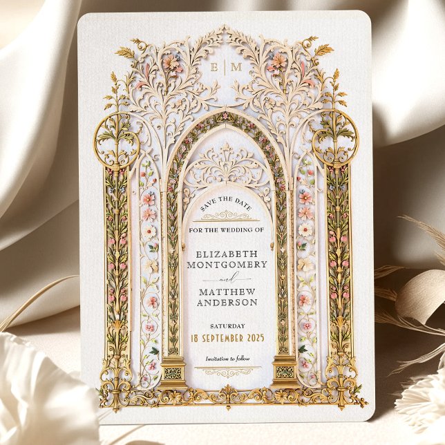 Rococo Arc Floral Enregistrer la carte Date Filigr (Créateur téléchargé)