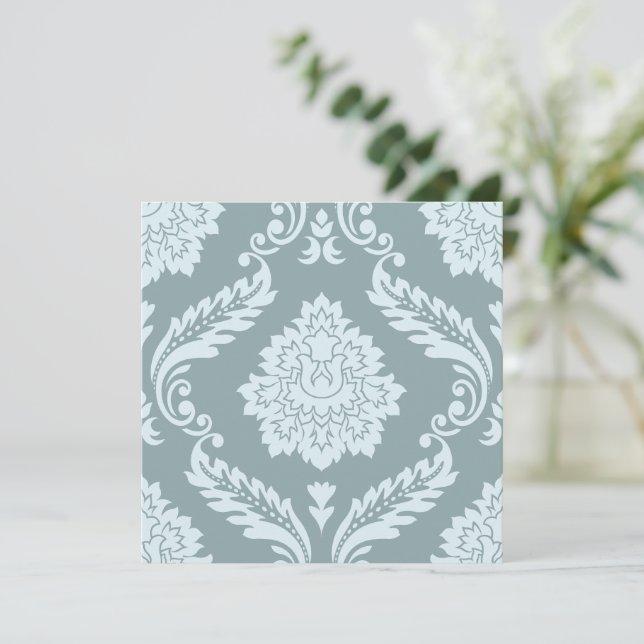 Rococo Damassé Grand Motif Bleu Canard+Turquoise (Debout devant)