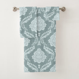 Rococo Damassé Grand Motif Bleu Canard+Turquoise