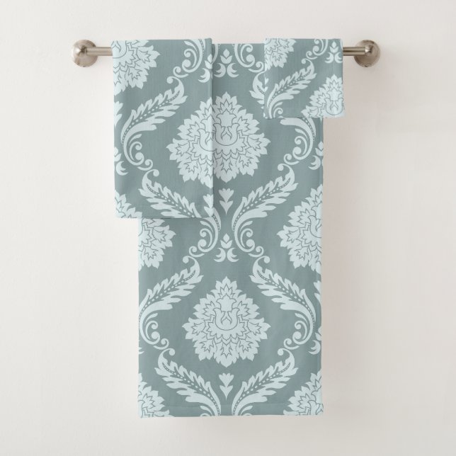 Rococo Damassé Grand Motif Bleu Canard+Turquoise (En situation)
