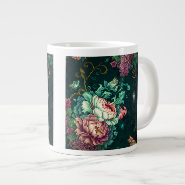 Rococo Floral Décor Jumbo Mug (Devant droit)