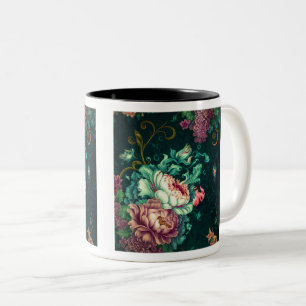 Rococo Floral Décoration Mug à deux tons, 11 oz