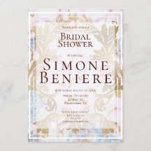Rococo Gold Filigree Invitation de douche nuptiale