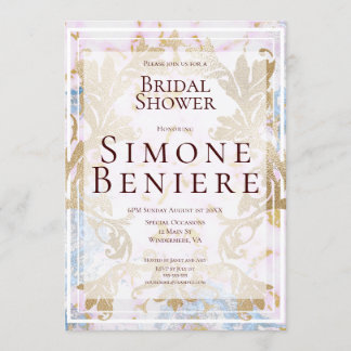 Rococo Gold Filigree Invitation de douche nuptiale