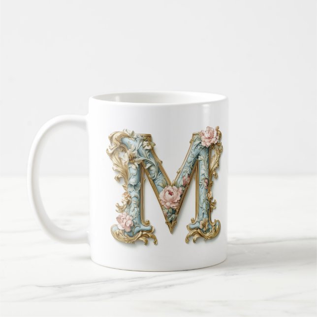 Rococo Monogram 'M' Mug pour une Princesse au café (Gauche)