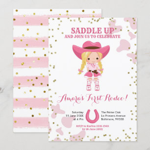 Rodeo blonde cowgirl anniversaire Invitation