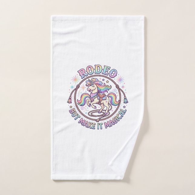 Rodéo de licorne mais rendez-le magique drôle cade (Serviette à main)