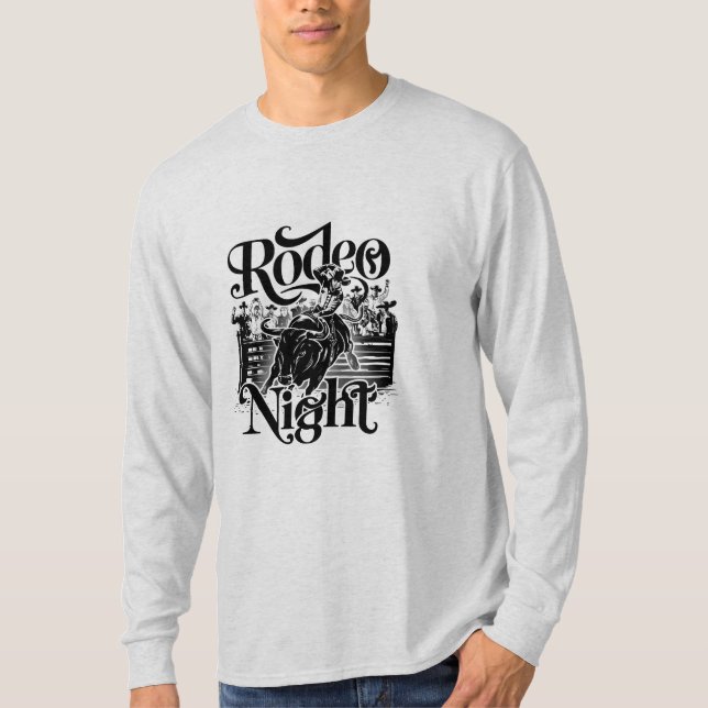 Rodeo Night" Dynamic Western Bull Rider T-Shirt (Devant)