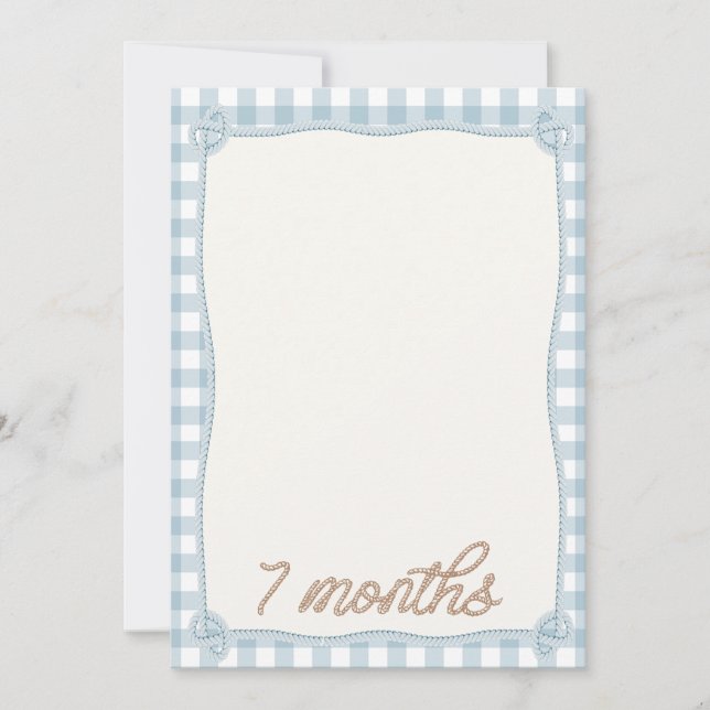 Rodéo vintage bleu plaqué 7e mois Carte mensuelle (Devant)