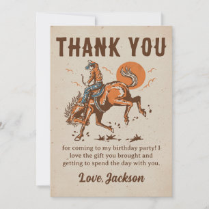 Rodeo Western Cowboy Carte de remerciements d'anni