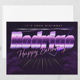 Rodrigo prénom carte rétro lilas pour anniversaire