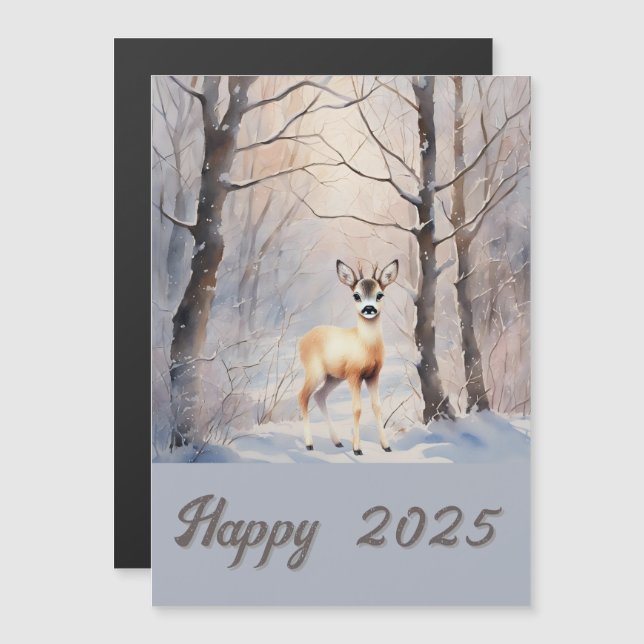 roe deer in winter - Happy 2025 (Devant / Derrière)