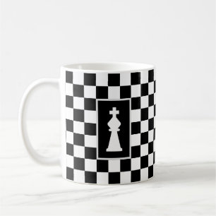 Roi Blanc sur Tasse à Café d'Échecs Noir & Blanc