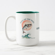 Roi de la pêche au saumon à la bobine Mug deux ton