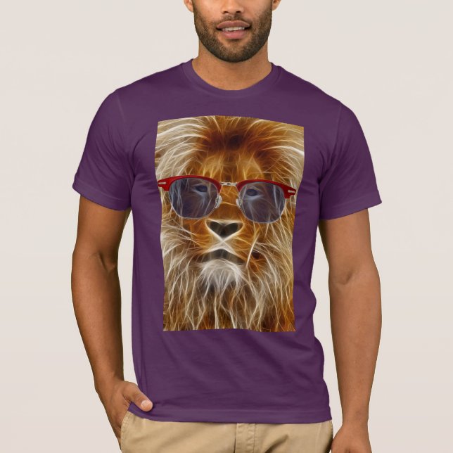 roi de lion de T-shirt sauvage de fractale de chat (Devant)