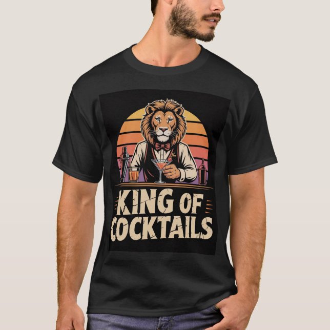 Roi des Cocktails T-Shirt Lion Bartender (Devant)