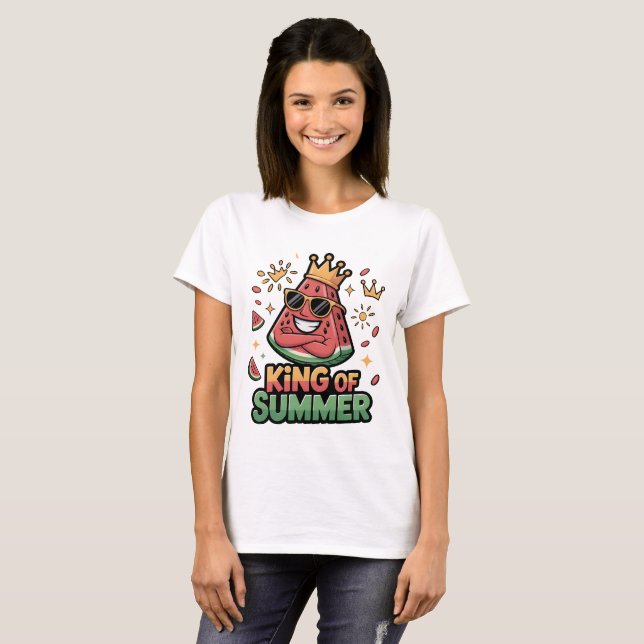 Roi d'été T-Shirt Roi Pastèque Cool Dessin Animé W (Devant entier)