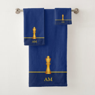 Roi doré & monogramme sur fond bleu marine