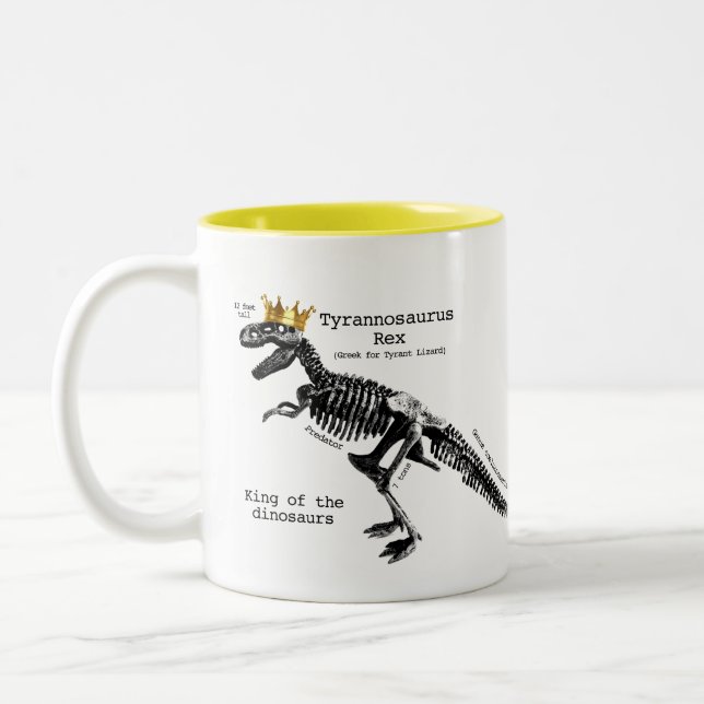 Roi squelettique de tasse de T Rex des dinosaures (Gauche)