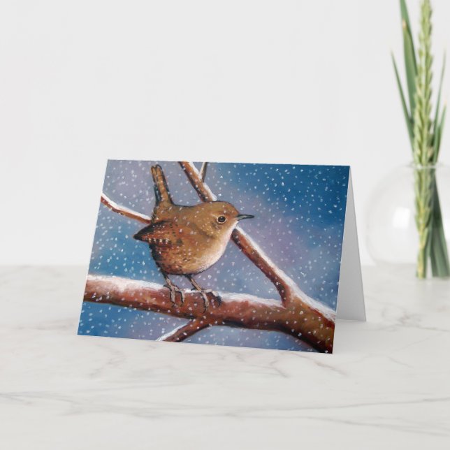 Roitelet en hiver : Illustration : Carte de note (Devant)