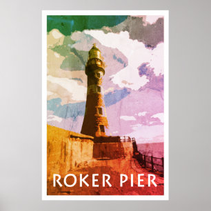 ROKER PIER, affiche de style Vintage SUNDERLAND
